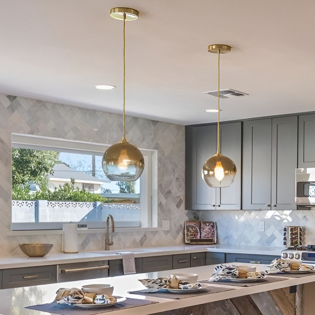 Glass Round Pendant Light Modern Single-Ball Ceiling Light - product image 2