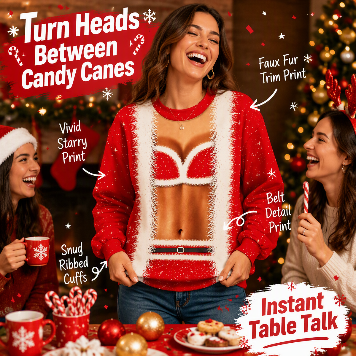 Funny Sexy Body Ugly Christmas Sweatshirt – Novelty Christmas Party Pullover, Hilarious Holiday Gift for Men & Women