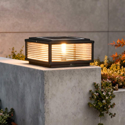 Square Pillar Light Ribbed Glass Outdoor Metal Light - product image 8