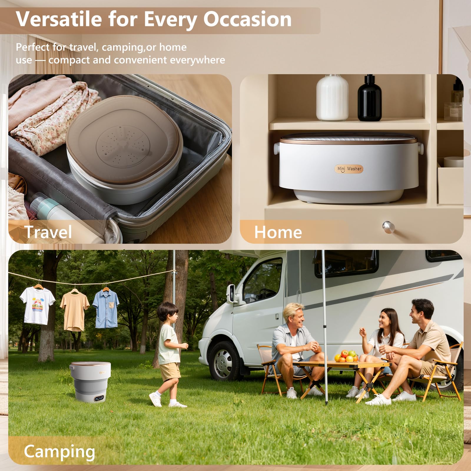 Compact Portable Washing Machine 16L – Foldable Washer for Small Apartments & Travel