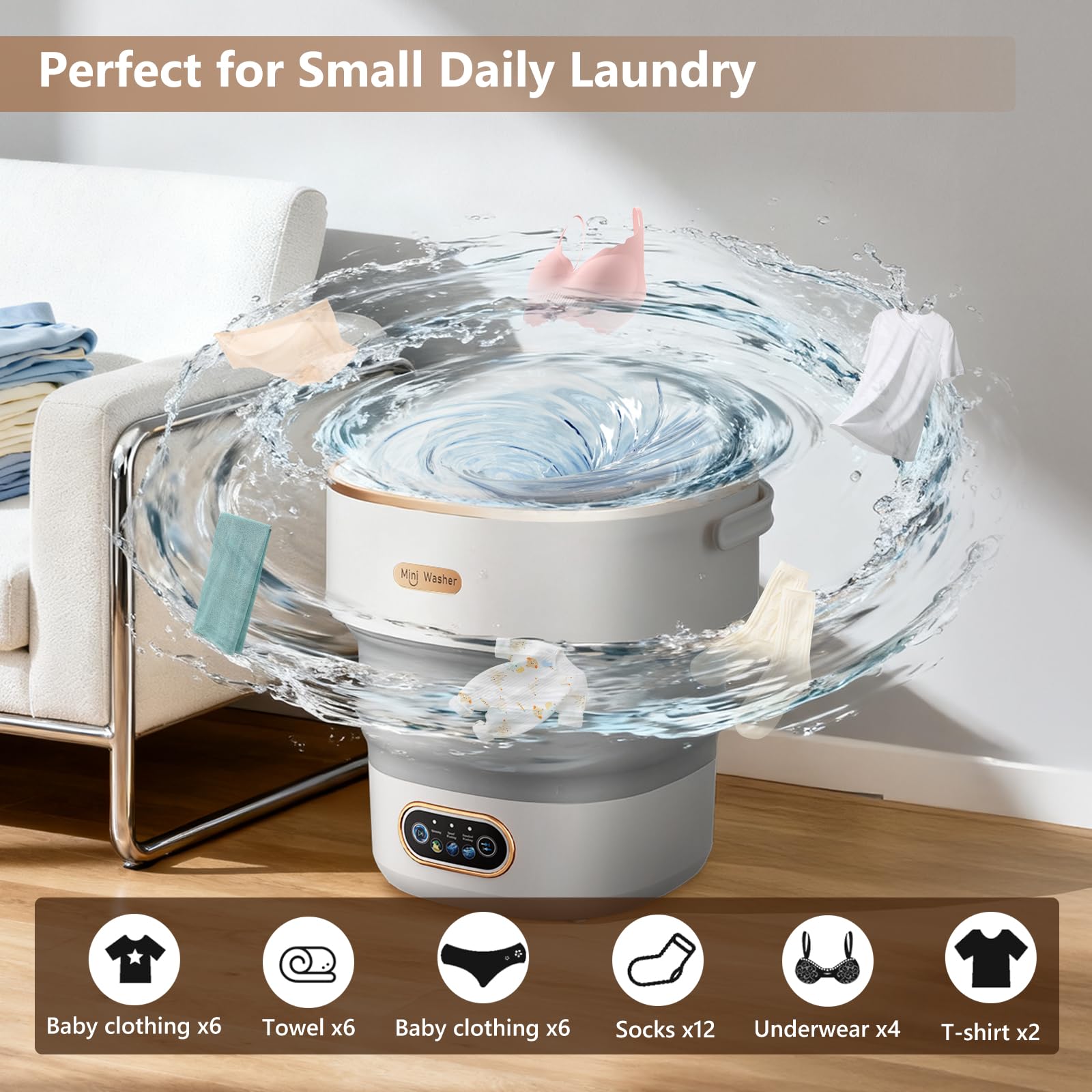 Compact Portable Washing Machine 16L – Foldable Washer for Small Apartments & Travel