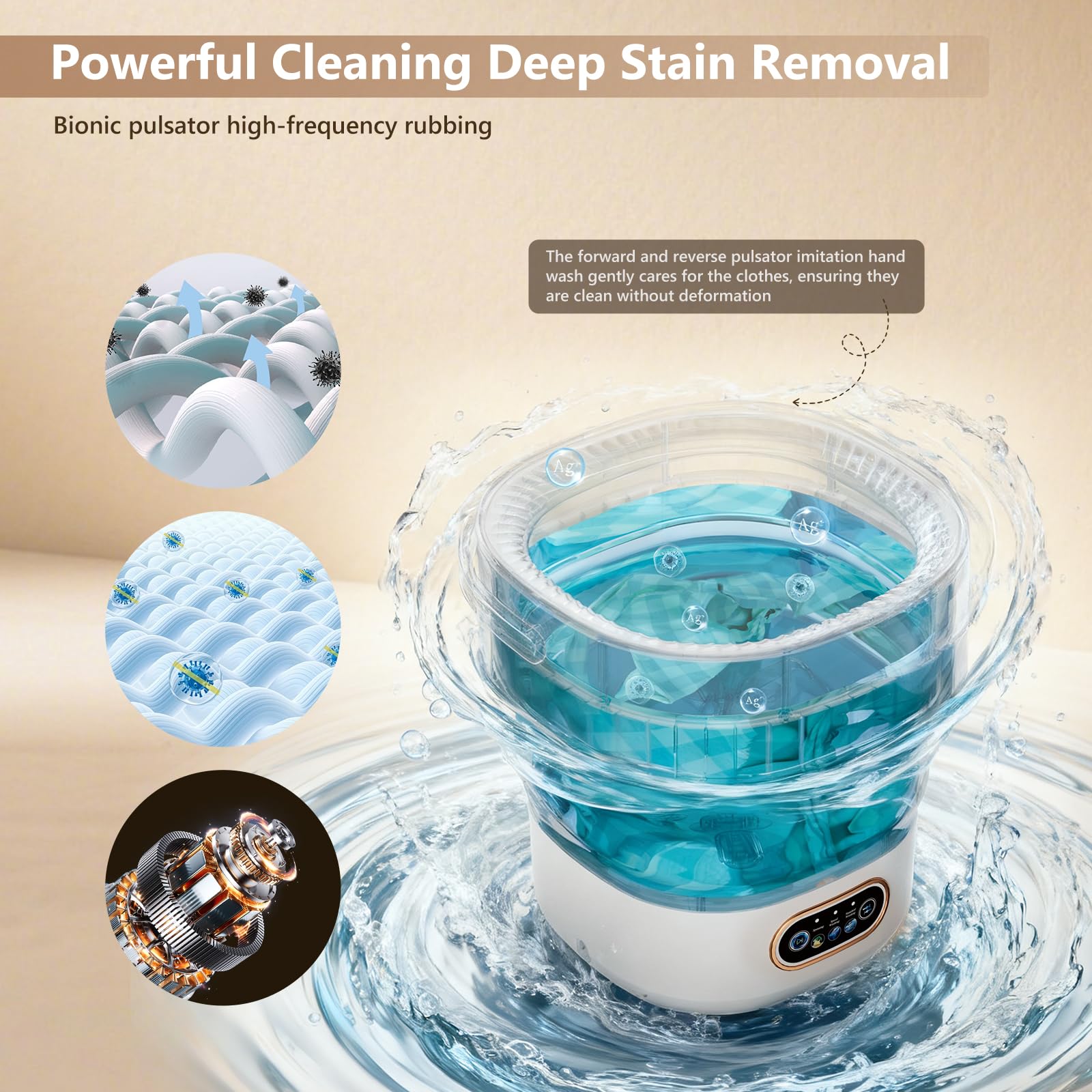 Compact Portable Washing Machine 16L – Foldable Washer for Small Apartments & Travel