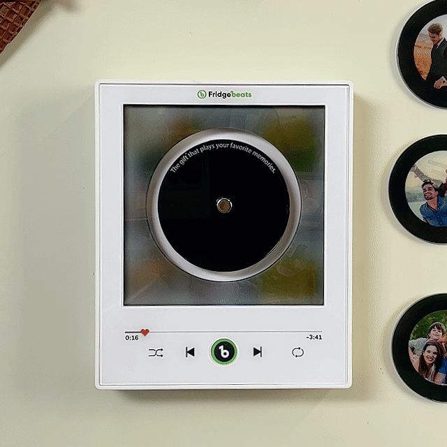 Personalized Photo Music Vinyl Fridge Magnet – Custom Record with Rotating Vinyl & LED Light, Unique Couple Memory Gift