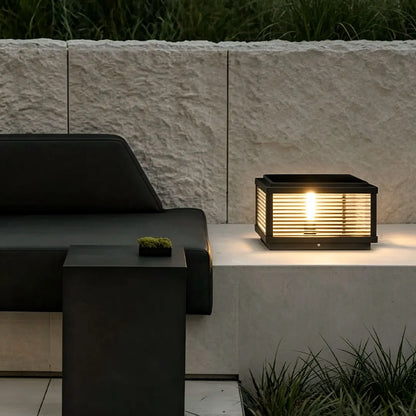 Square Pillar Light Ribbed Glass Outdoor Metal Light - product image 3