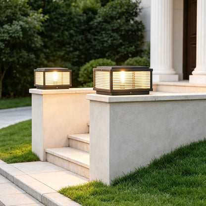 Square Pillar Light Ribbed Glass Outdoor Metal Light - product image 7
