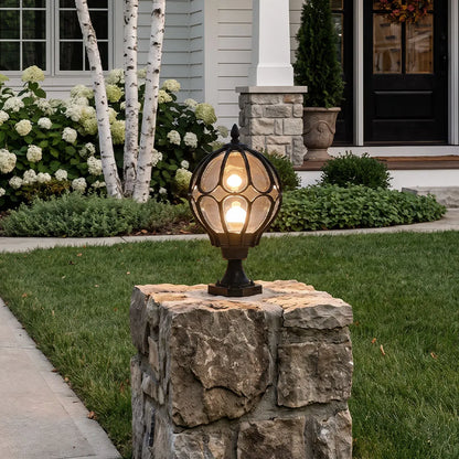 Outdoor Globe Pillar Lights Retro Glass Globe Copper Fence Post Light - product image 1