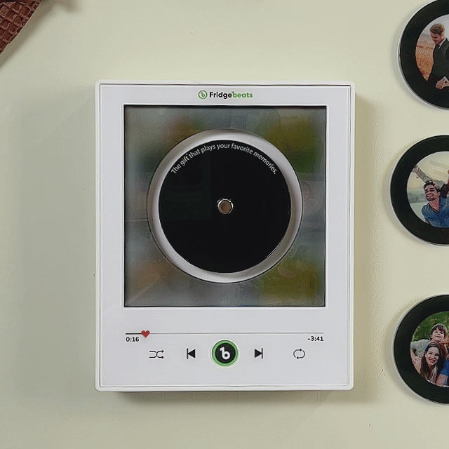 Personalized Photo Music Vinyl Fridge Magnet – Custom Record with Rotating Vinyl & LED Light, Unique Couple Memory Gift
