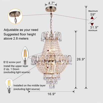 Gold Crystal Chandelier Luxury Ceiling Light