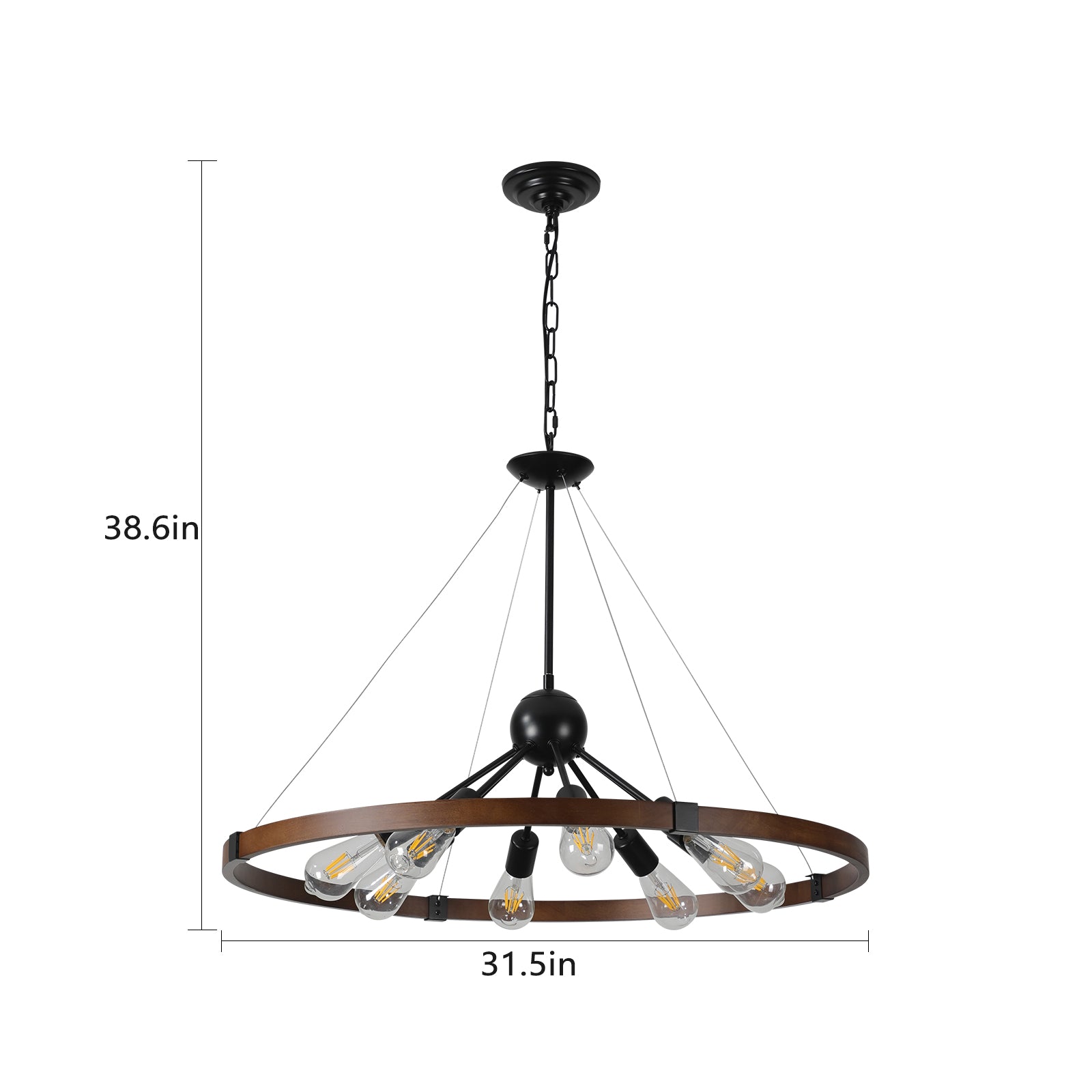 Vintage Industrial Rust Iron Round Chandelier