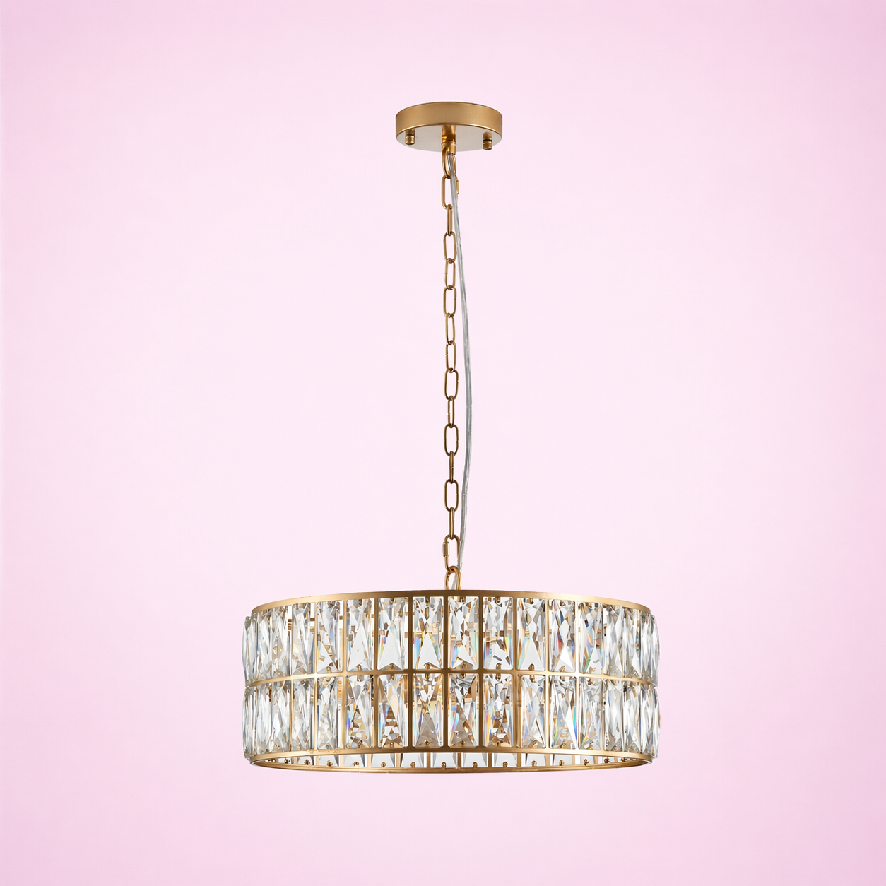 Golden Modern Crystal Drum Chandelier