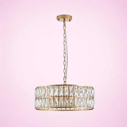 Golden Modern Crystal Drum Chandelier