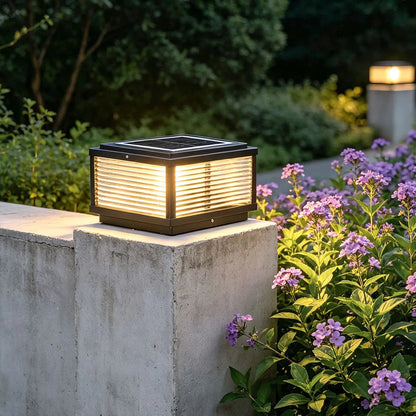 Square Pillar Light Ribbed Glass Outdoor Metal Light - product image 6