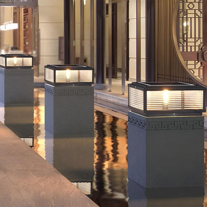 Square Pillar Light Ribbed Glass Outdoor Metal Light - product image 21