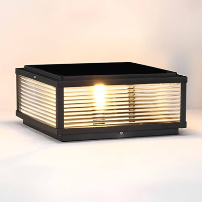 Square Pillar Light Ribbed Glass Outdoor Metal Light - product image 12