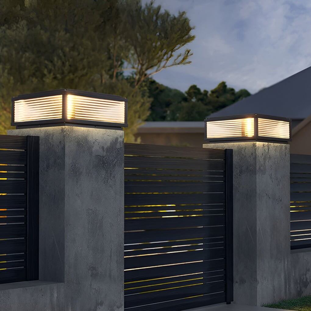 Square Pillar Light Ribbed Glass Outdoor Metal Light - product image 11