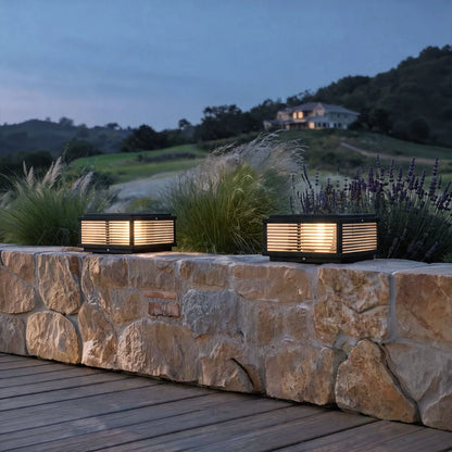 Square Pillar Light Ribbed Glass Outdoor Metal Light - product image 4