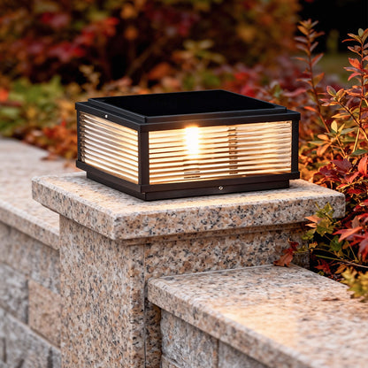 Square Pillar Light Ribbed Glass Outdoor Metal Light - product image 9