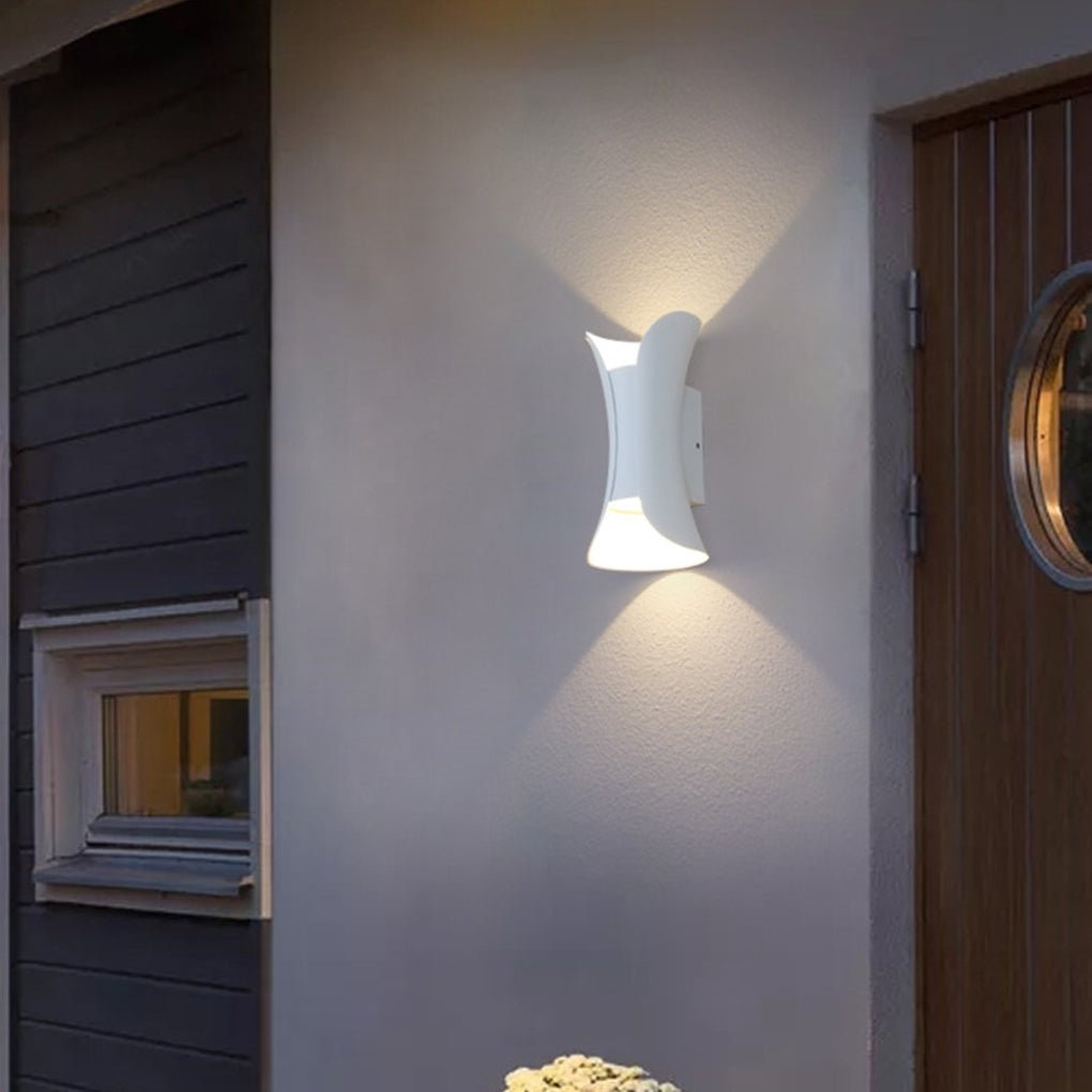 Up down lighting wall lights dual head arc wall lamp provides stylish lighting for living rooms, hallways, and patios.