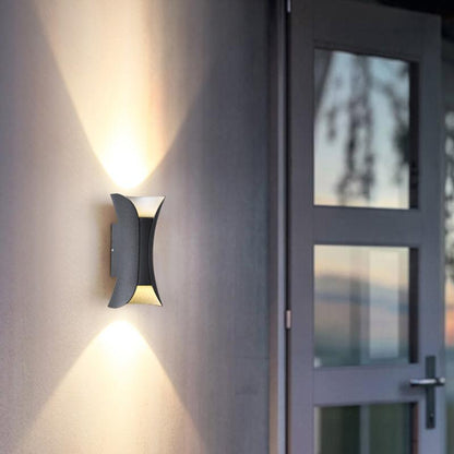 Up down lighting wall lights dual head arc wall lamp features sleek arc design for modern indoor and outdoor spaces.