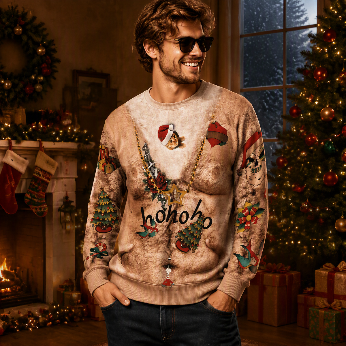 Funny Sexy Body Ugly Christmas Sweatshirt – Novelty Christmas Party Pullover, Hilarious Holiday Gift for Men & Women
